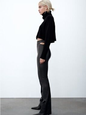 Zara Sleek Black Faux Leather Trousers